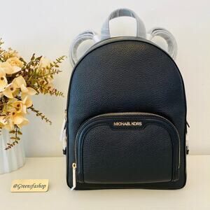 NWT Michael Kors Jaycee Medium Zip Pocket Backpack Black new